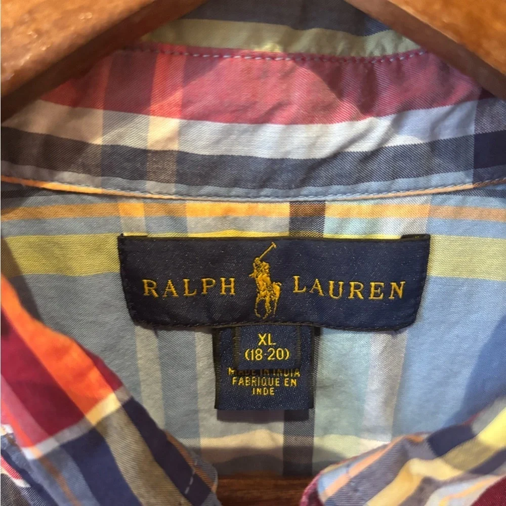 Ralph Lauren boys XL 18 20 multicolor plaid button down shirt